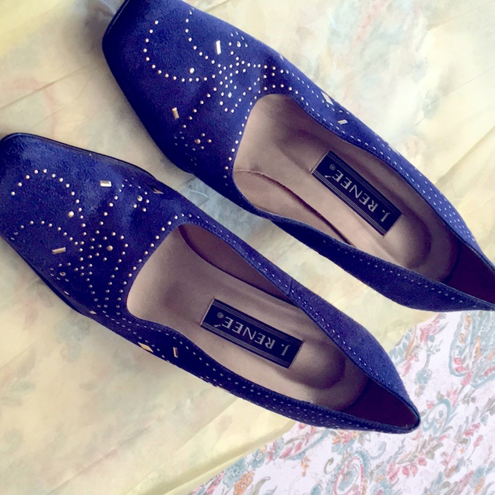 Navy blue suede shoe